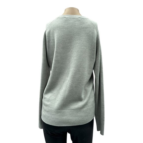 French Connection Light Gray Pullover Crewneck Long Sleeve Sweater Womens L - Picture 2 of 11